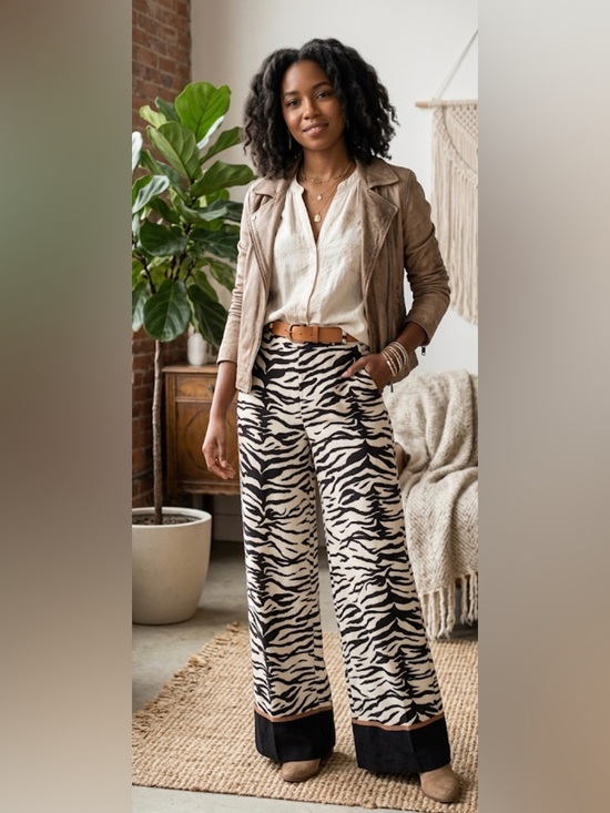 H&M Dresses & Skirts - H&M NWT Zebra Print Wide Leg Pants Women's Sz 4 Formal Party Profesional Casual
